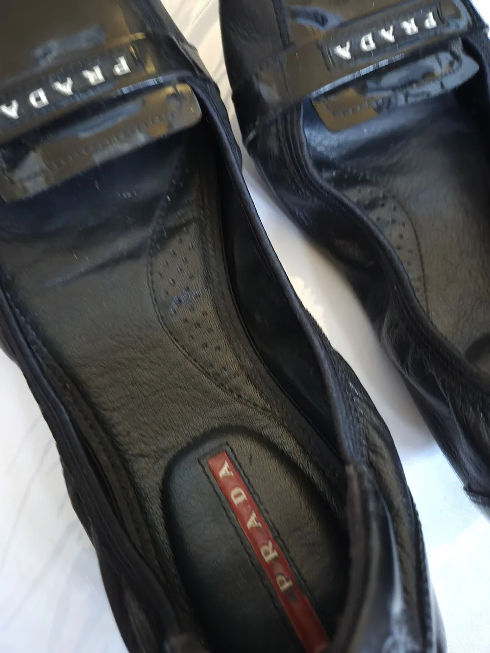 Prada Women's Black Patent & Leather Ballet Loafer